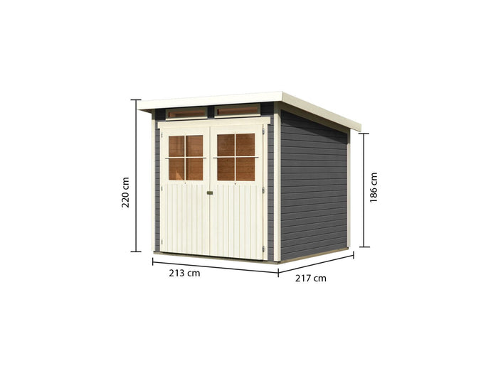 Karibu Gartenhaus Glücksburg 3 terragrau 19 mm