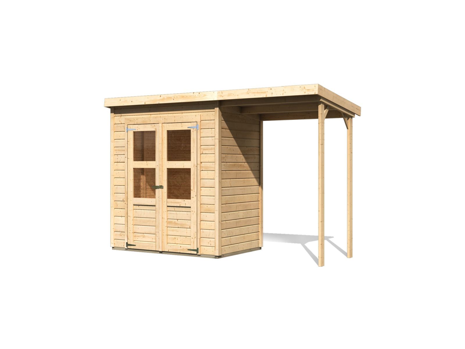 Karibu Gerätehaus Merseburg 2 SET mit Anbaudach