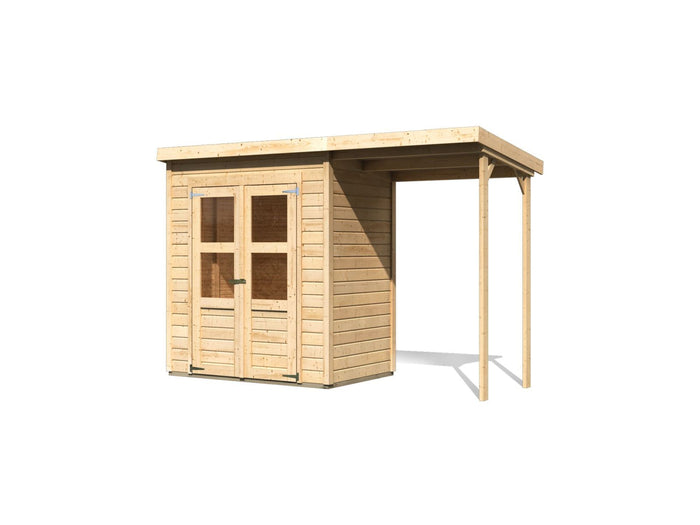 Karibu Gerätehaus Merseburg 2 SET mit Anbaudach