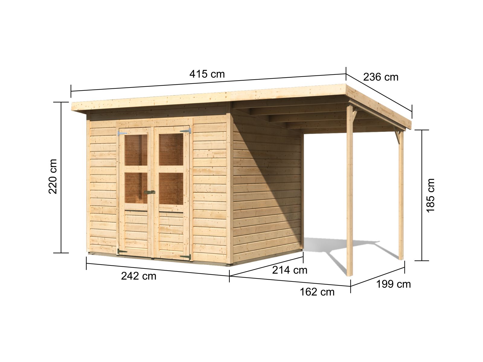 Karibu Gerätehaus Merseburg 5 SET mit Anbaudach