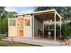 Karibu Gartenhaus Glücksburg 3 terragrau Sparset mit Schleppdach 19 mm