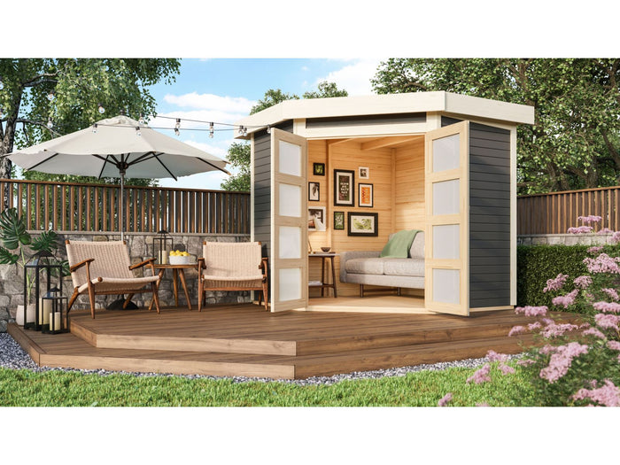 Karibu Gartenhaus Goldendorf 3 terragrau 19 mm