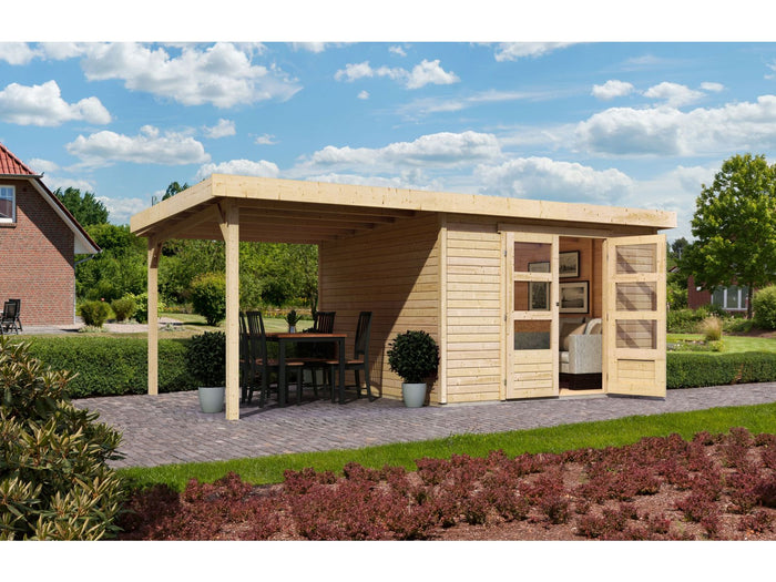 Karibu Gartenhaus Askola 6 mit Anbaudach 2,25 Meter