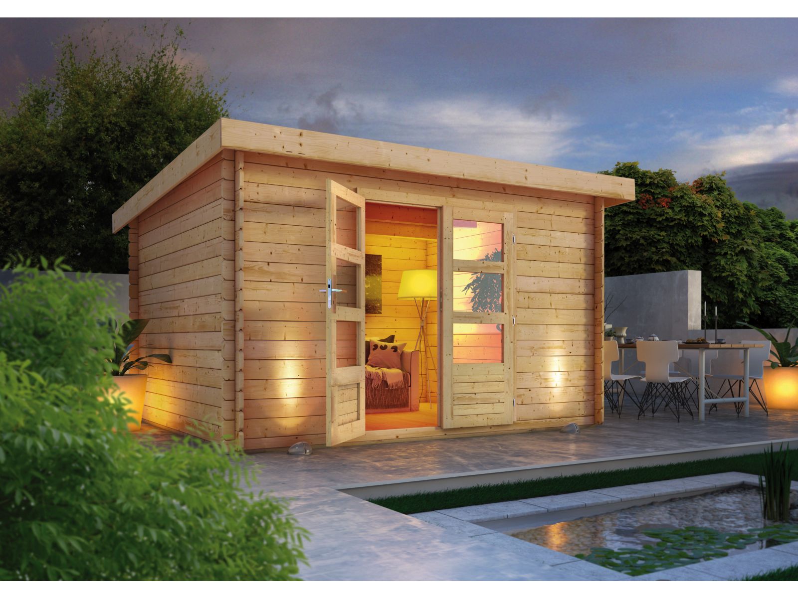 Karibu Gartenhaus Bastrup 7 natur