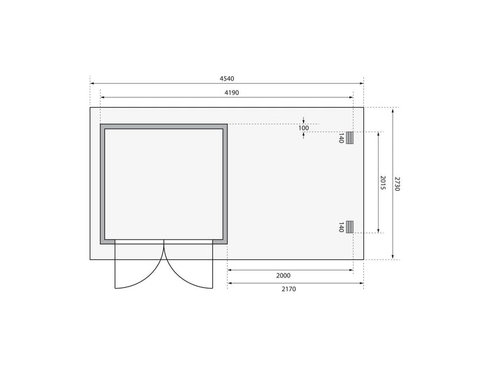Karibu Gartenhaus Bastrup 2 mit Anbaudach 2 Meter, Seiten- und Rückwand