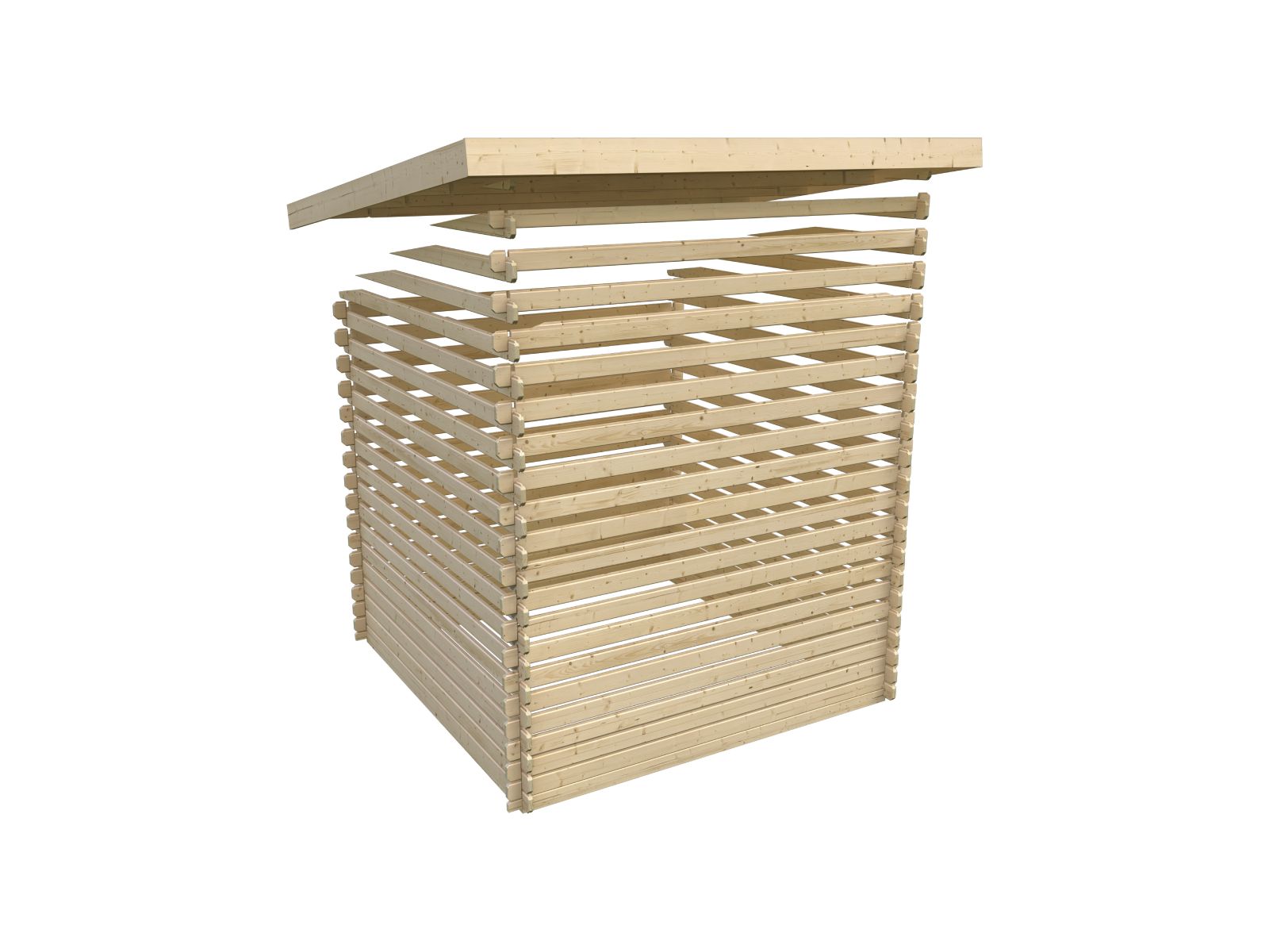 Karibu Gartenhaus Bastrup 2 mit Anbaudach 2 Meter, Seiten- und Rückwand