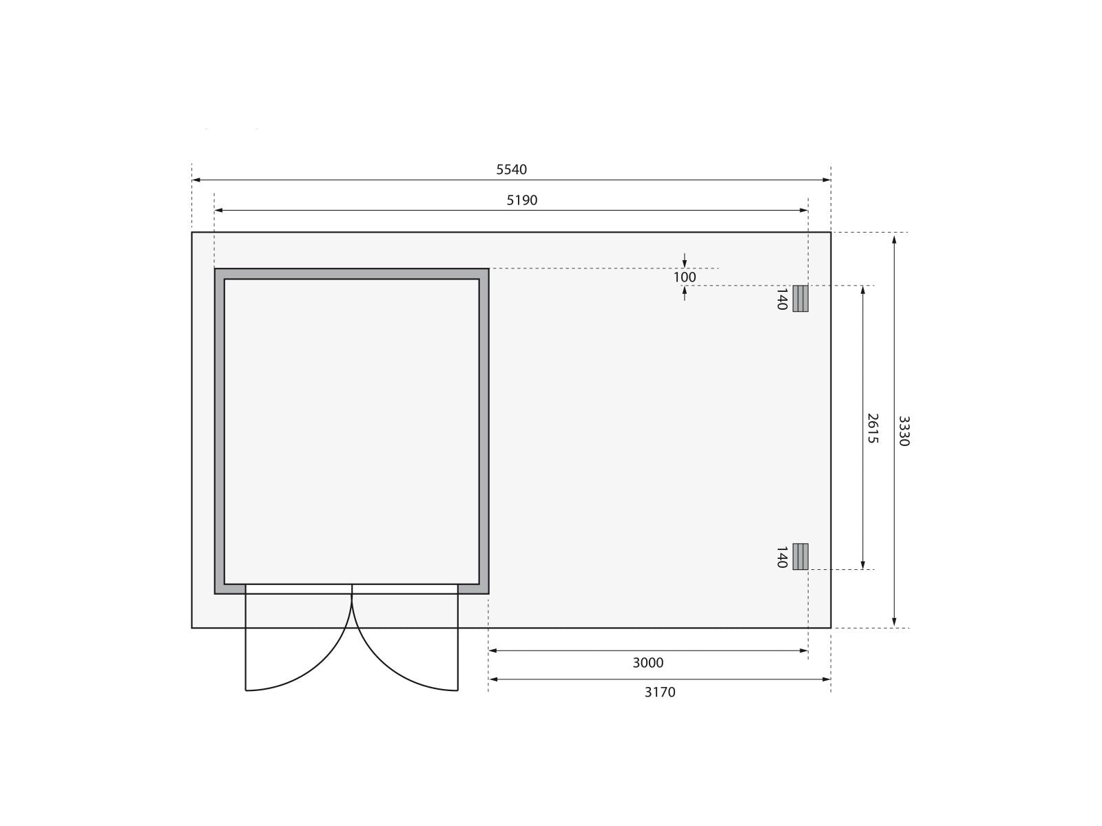 Karibu Gartenhaus Bastrup 4 Anbaudach 3 Meter inklusive Rück- und Seitenwand