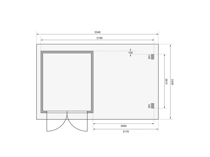 Karibu Gartenhaus Bastrup 4 Anbaudach 3 Meter inklusive Rück- und Seitenwand