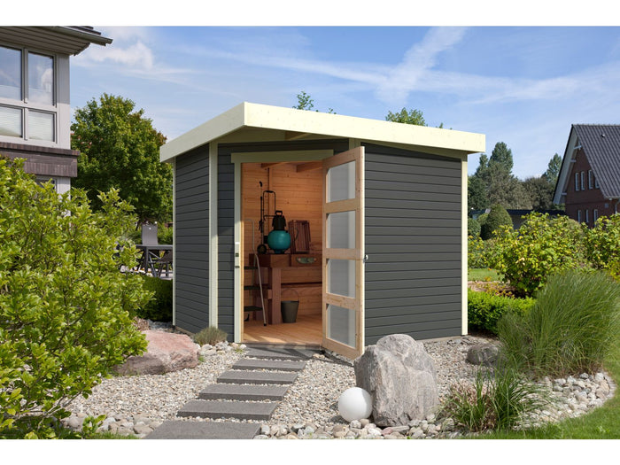 Karibu Gartenhaus Schwandorf 5 terragrau 19 mm