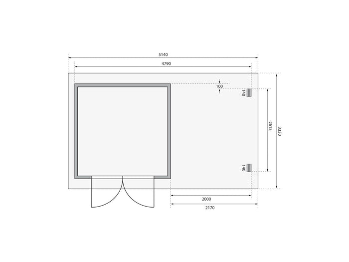 Karibu Gartenhaus Bastrup 5 mit Anbaudach 2 Meter