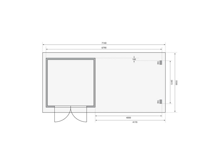 Karibu Gartenhaus Bastrup 5 mit Anbaudach 4 Meter