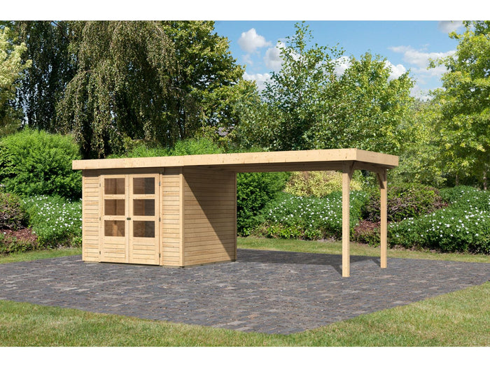 Karibu Gartenhaus Askola 3 mit Anbaudach 2,75 Meter