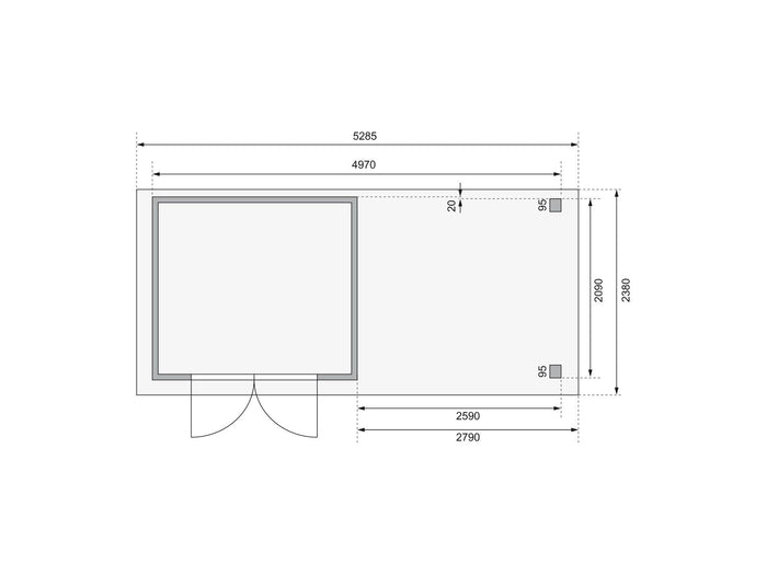 Karibu Gartenhaus Askola 3 mit Anbaudach 2,75 Meter