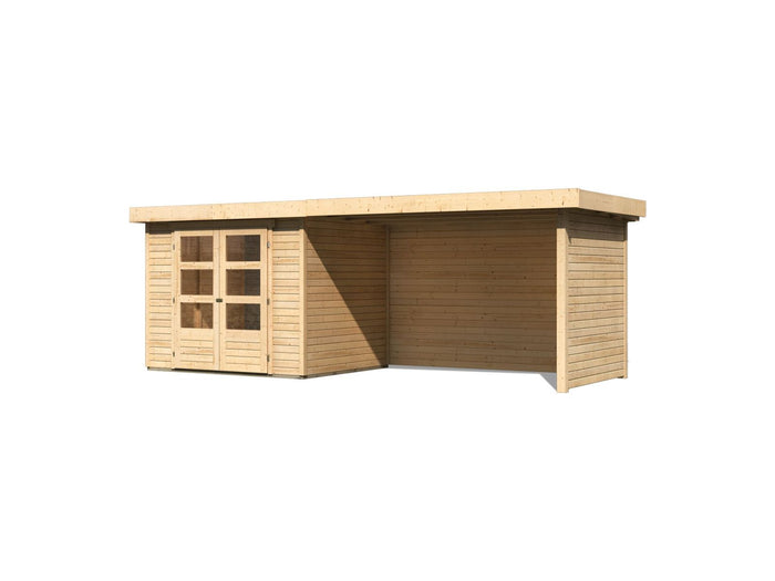 Karibu Gartenhaus Askola 3 mit Anbaudach 2,75 Meter, Seiten- und Rückwand