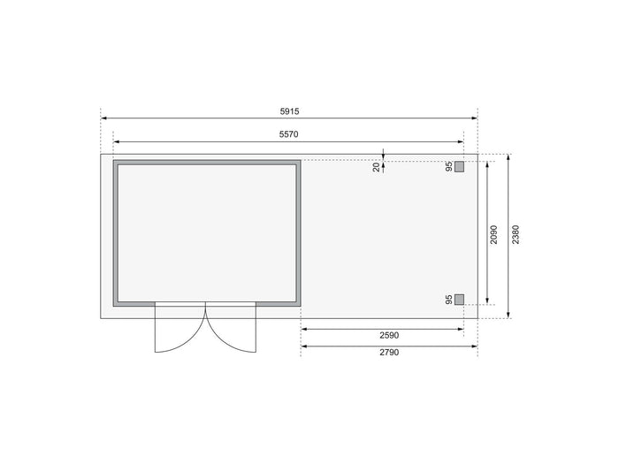 Karibu Gartenhaus Askola 4 mit Anbaudach 2,75 Meter
