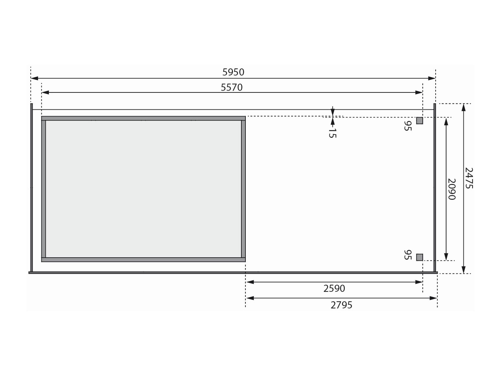 Karibu Gartenhaus Askola 4 mit Anbaudach 2,75 Meter