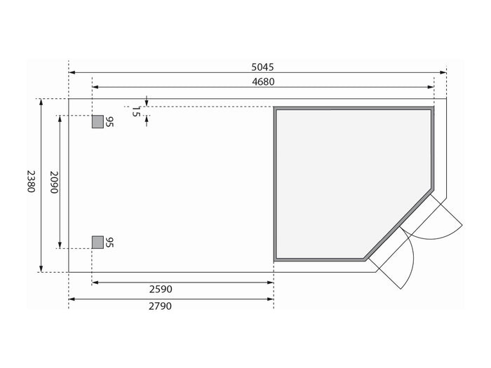 Karibu Gartenhaus Goldendorf 3 terragrau 19 mm mit Anbaudach 2,80 m