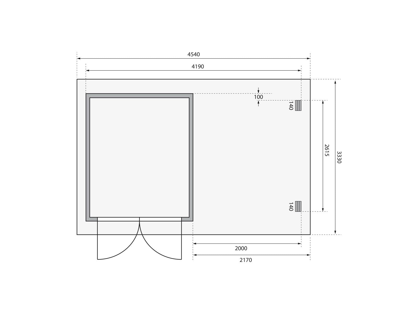 Karibu Gartenhaus Bastrup 4 mit Anbaudach 2 Meter
