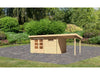 Karibu Gartenhaus Bastrup 8 mit Anbaudach 2 Meter naturbelassen