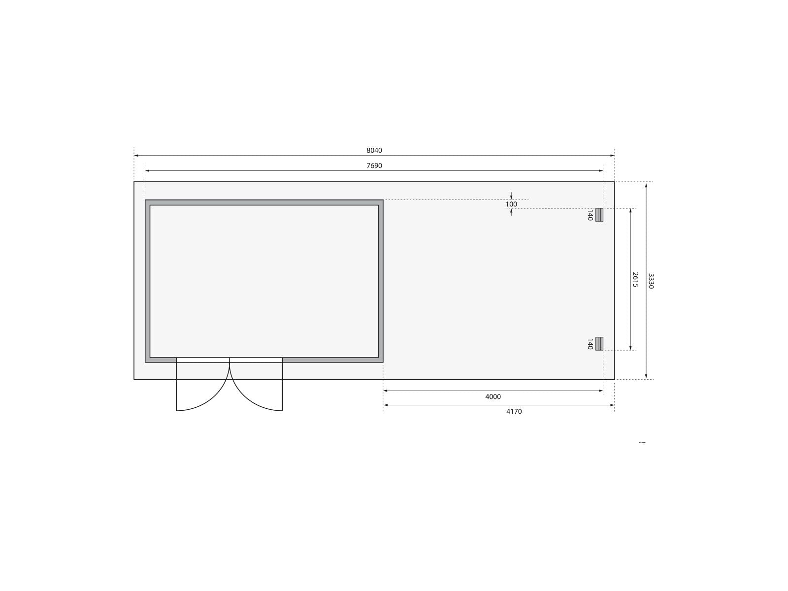 Karibu Gartenhaus Bastrup 8 mit Anbaudach 4 Meter