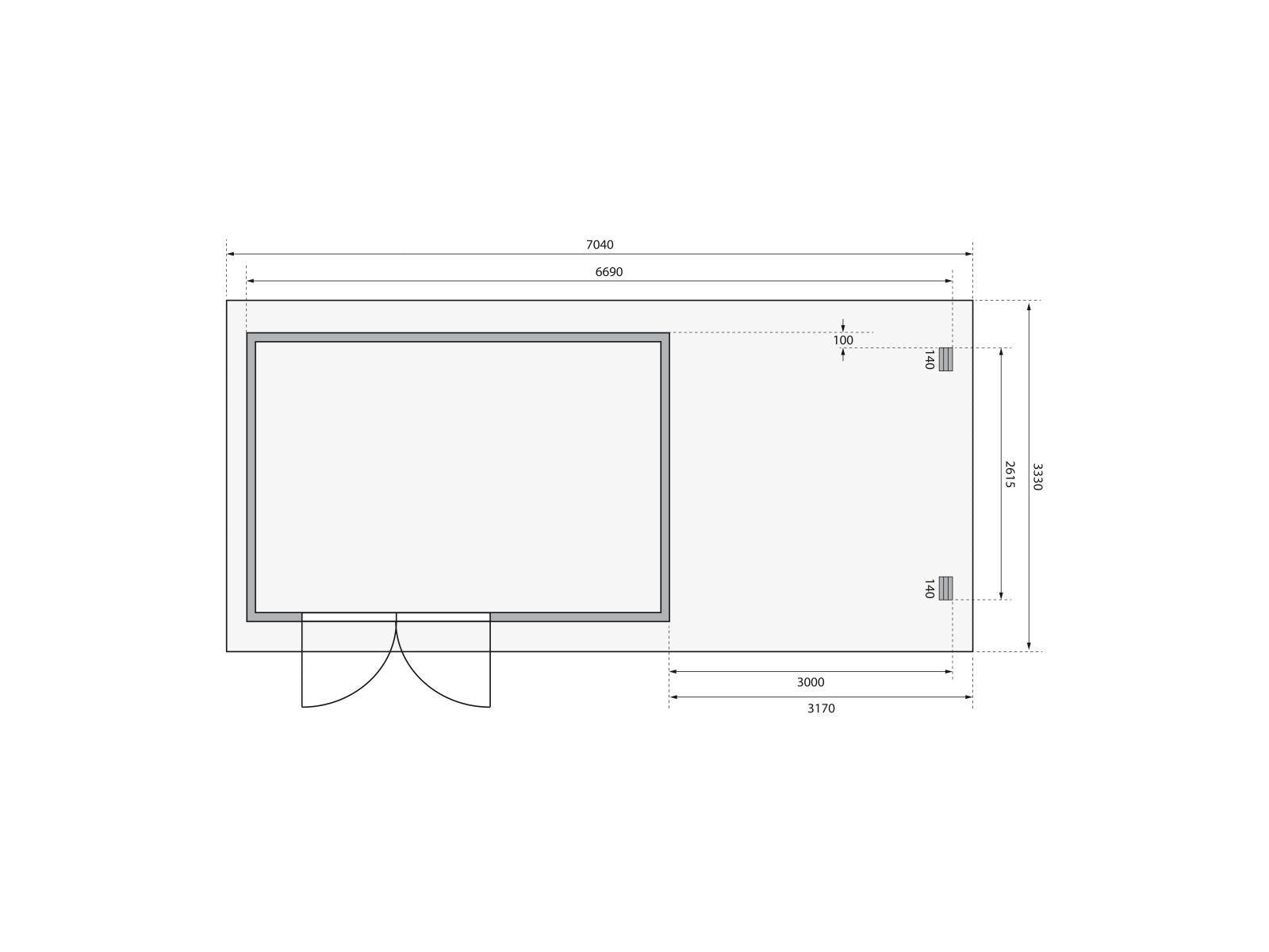Karibu Gartenhaus Bastrup 8 mit Anbaudach 3 Meter natur