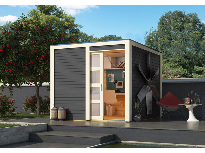 Karibu Gartenhaus Qubic in terragrau