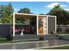 Karibu Gartenhaus Qubic in terragrau mit Anbaudach