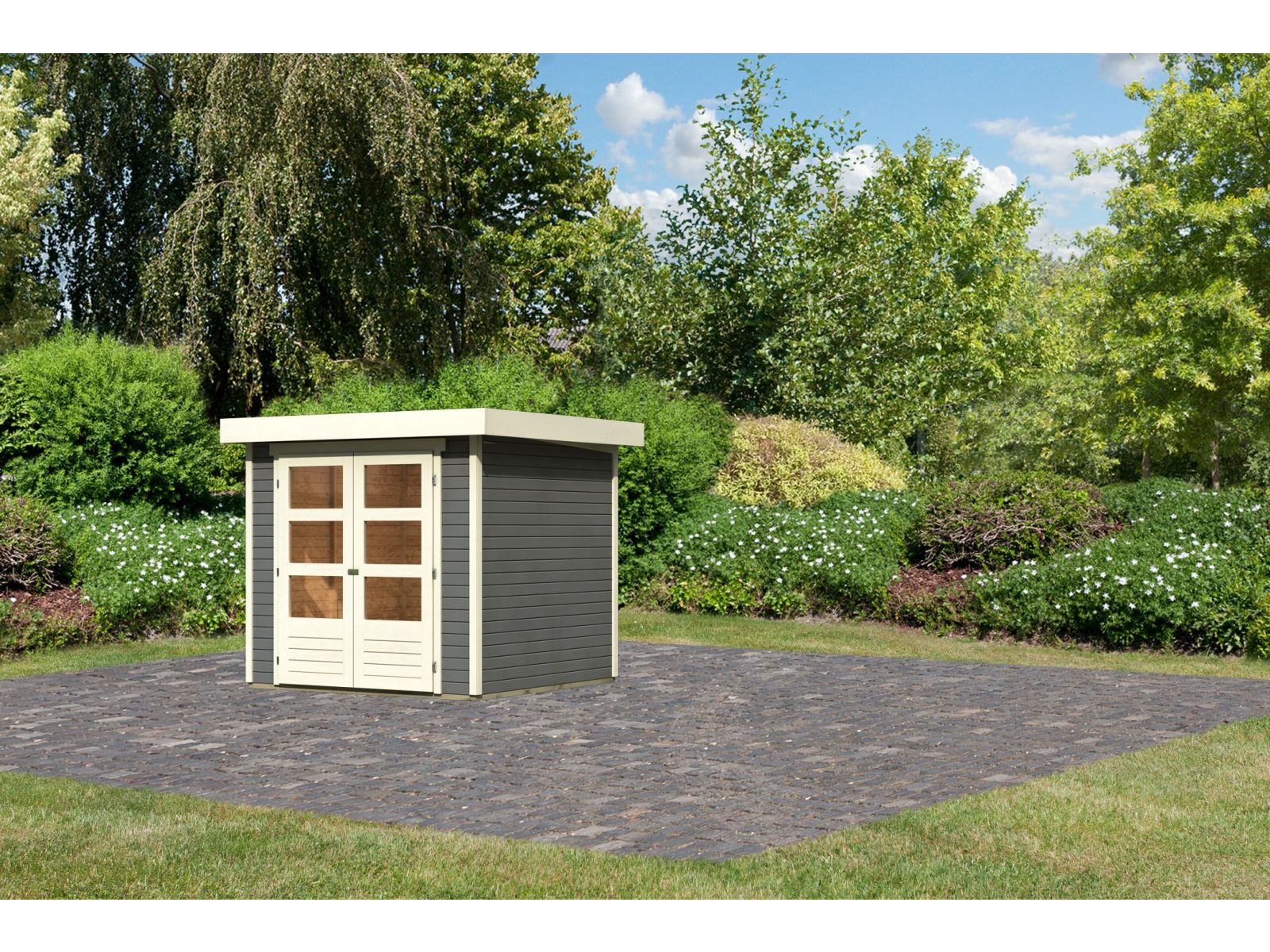 Karibu Gartenhaus Askola 2 terragrau 19 mm