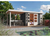 Karibu Gartenhaus Kerko 4 in terragrau mit Anbaudach 2,80 m
