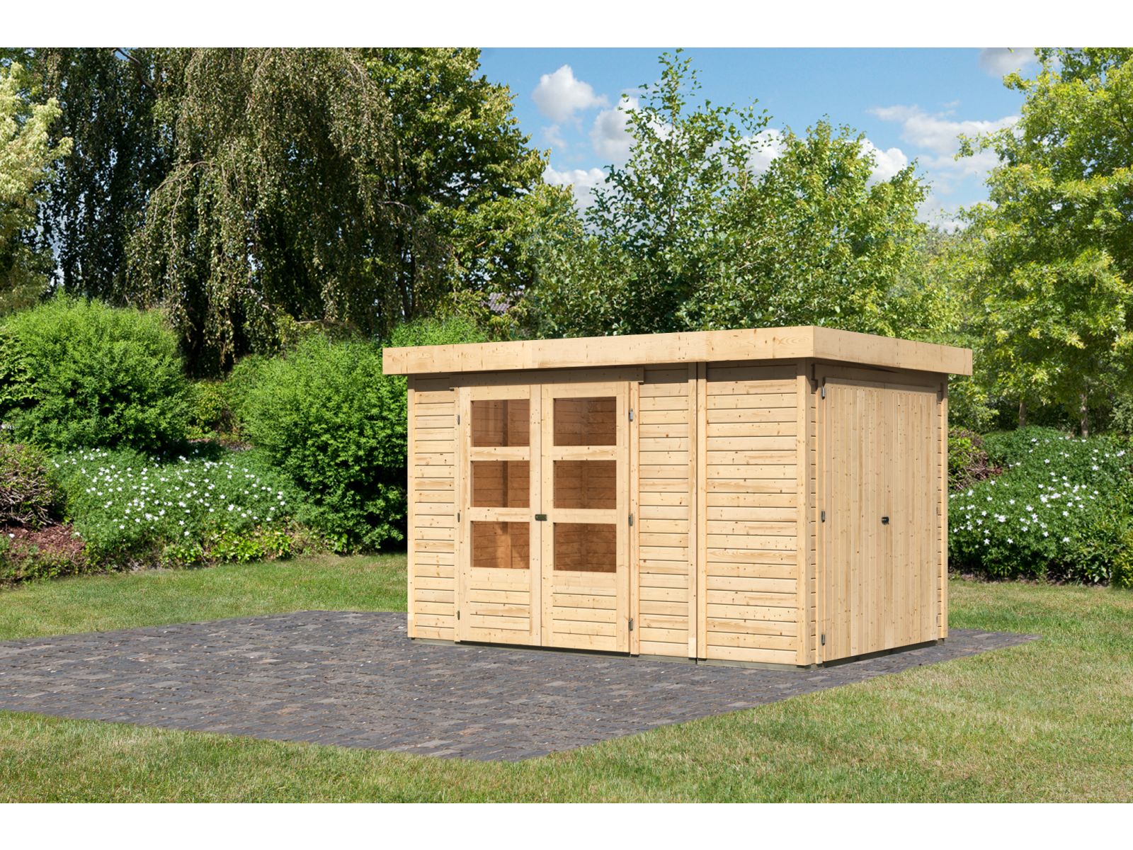 Karibu Gartenhaus Retola 3 inkl. Anbauschrank