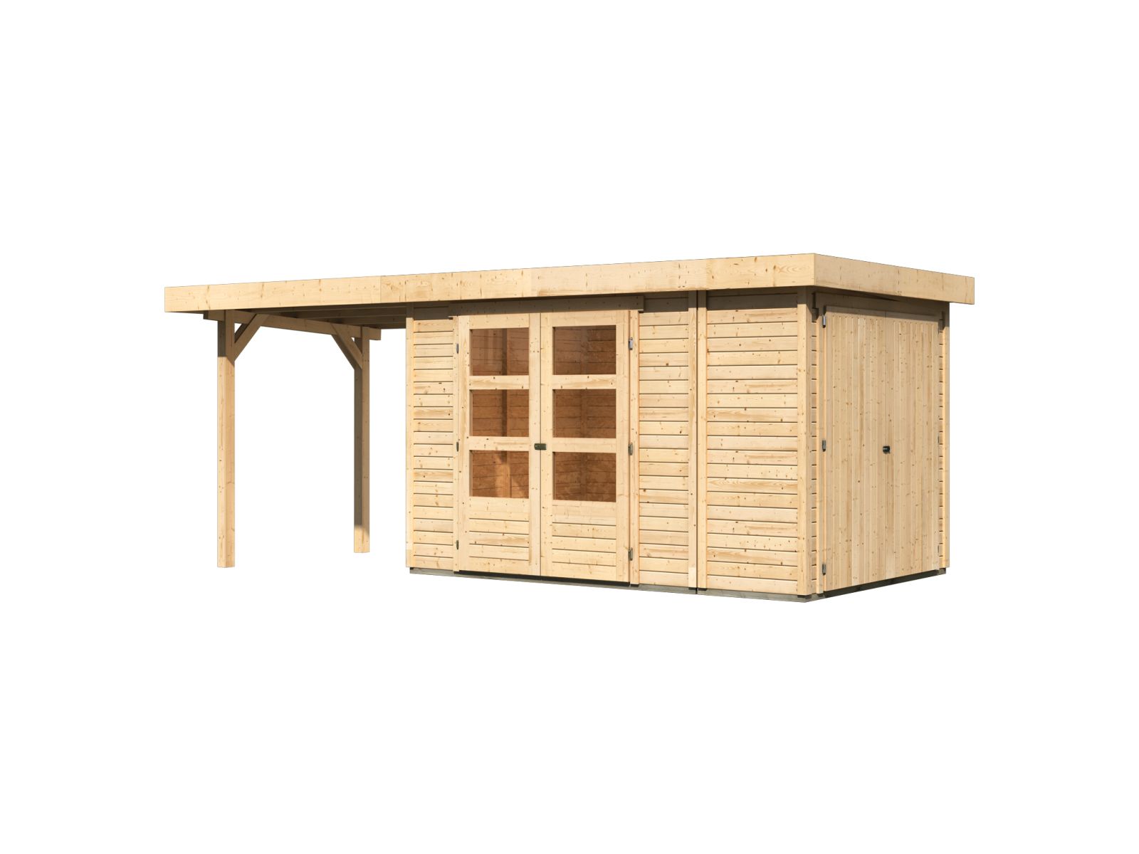 Karibu Gartenhaus Retola 3 mit Anbaudachdach 2,40 Meter