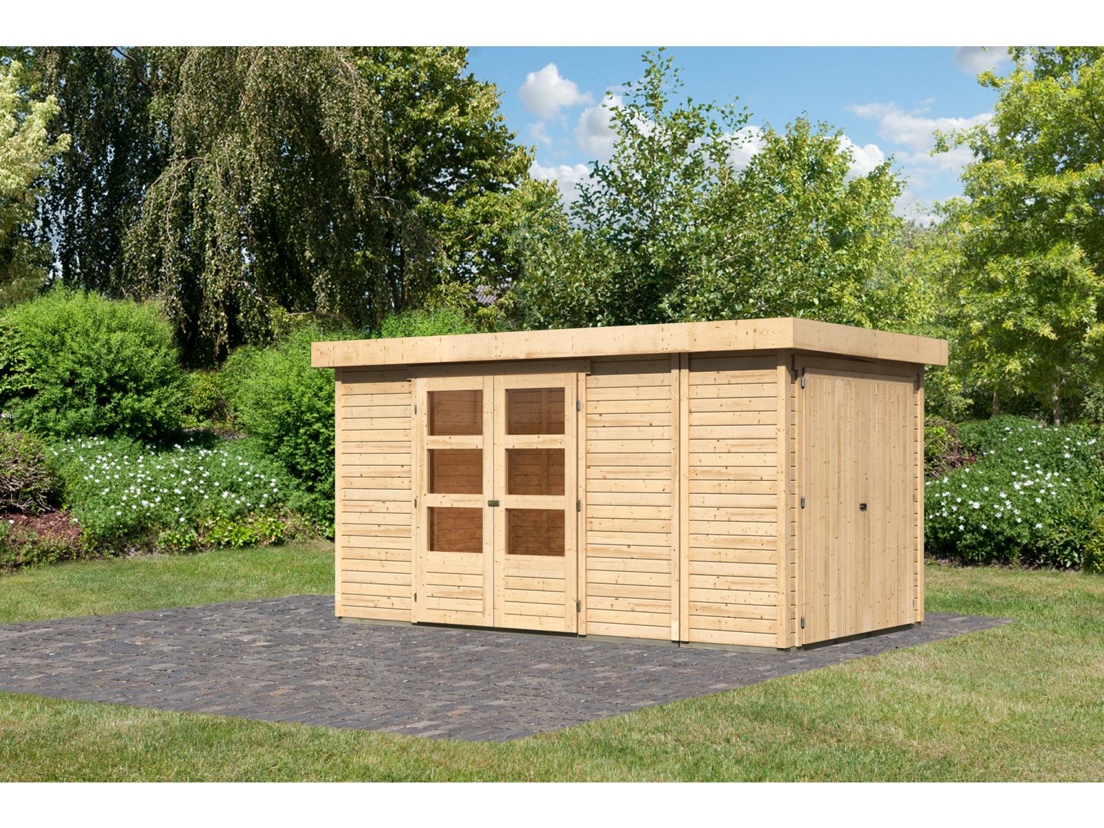 Karibu Gartenhaus Retola 5 inkl. Anbauschrank