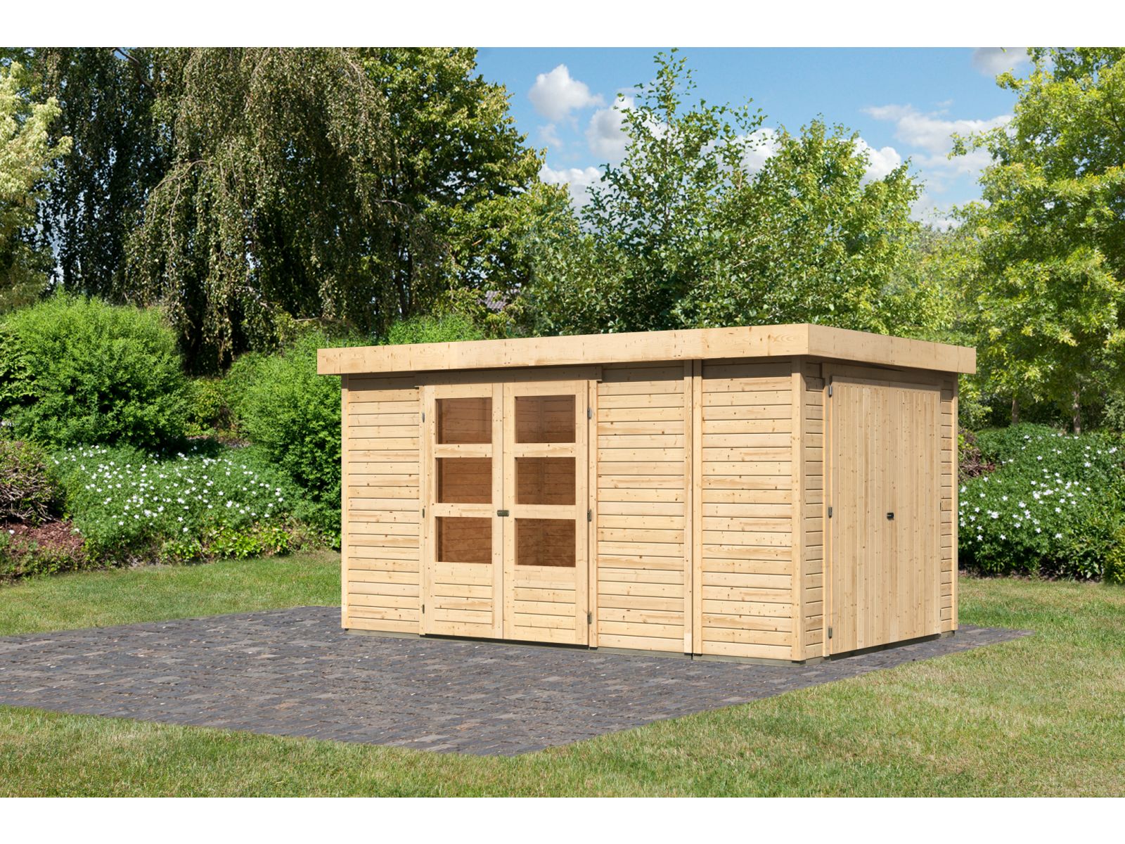 Karibu Gartenhaus Retola 6 inkl. Anbauschrank