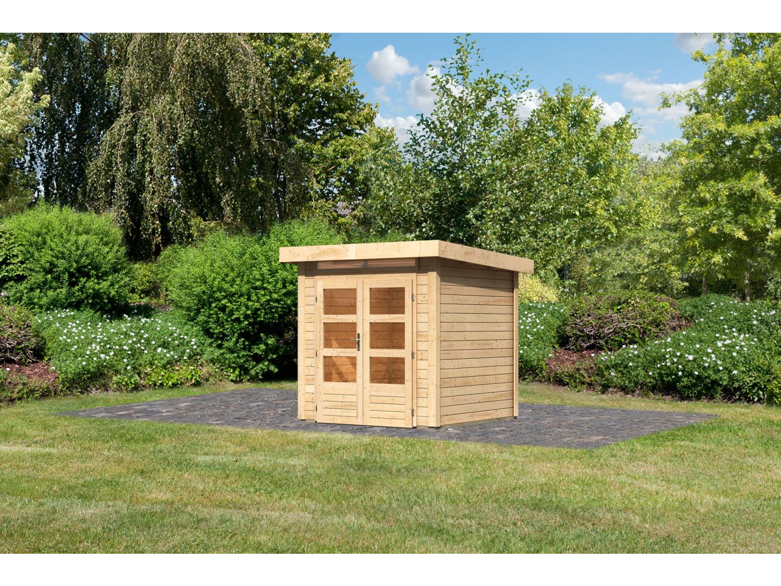 Karibu Gartenhaus Kandern 1 natur 28 mm