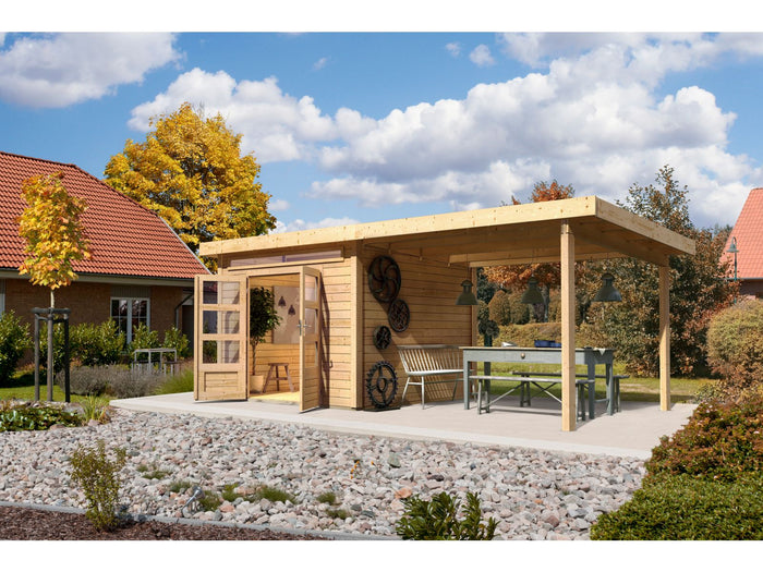 Karibu Gartenhaus Kandern 6 mit Anbaudach 2,95 Meter