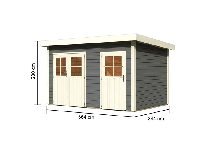 Karibu Gartenhaus Tintrup 2-Raum-Haus in terragrau 28 mm