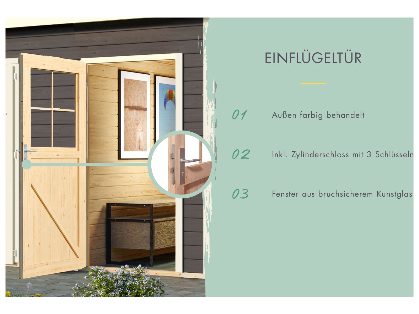 Karibu Gartenhaus Mattrup 2-Raum-Haus in terragrau 28 mm