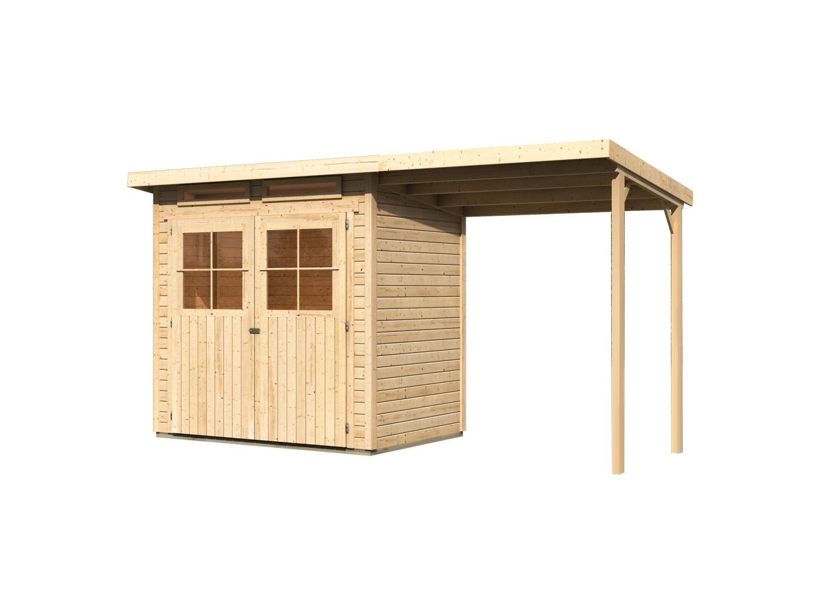 Karibu Gartenhaus Glücksburg 2 inkl. Anbaudach