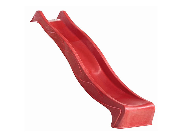 Karibu Spielturm Lotti natur mit Anbauplattform, Netzrampe und Rutsche rot