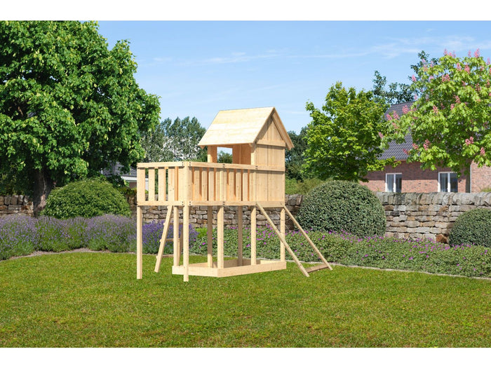 Karibu Stelzenhaus Frieda + Anbauplattform + Netzrampe