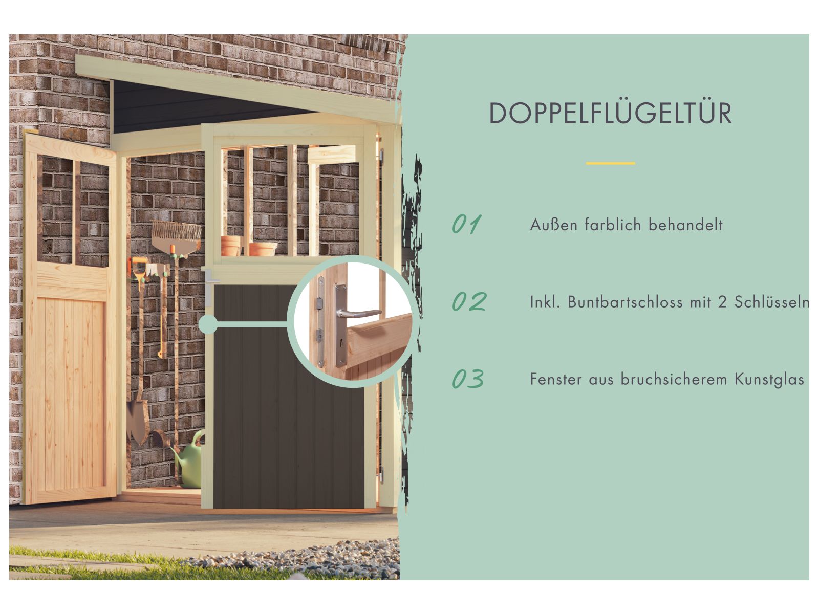 Karibu Gartenhaus Bomlitz 4 terragrau 19 mm