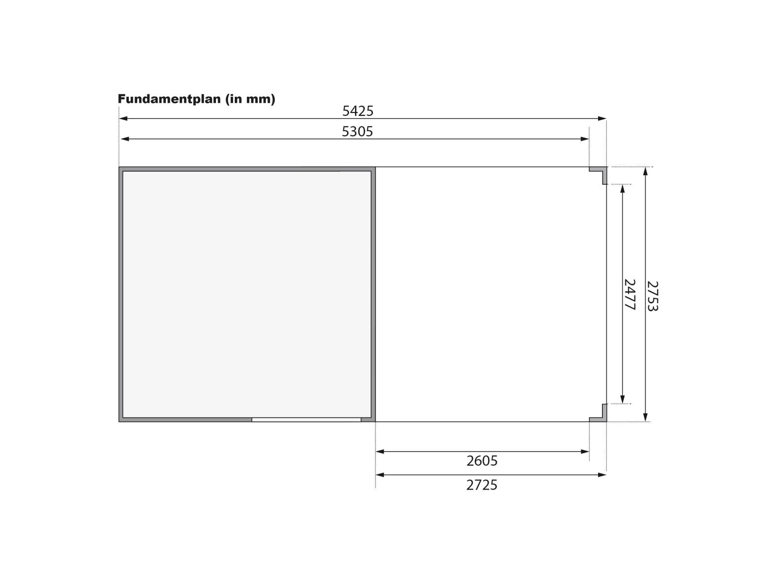 Karibu Gartenhaus Qubic 2 terragrau inkl. 2,70 m Anbaudach