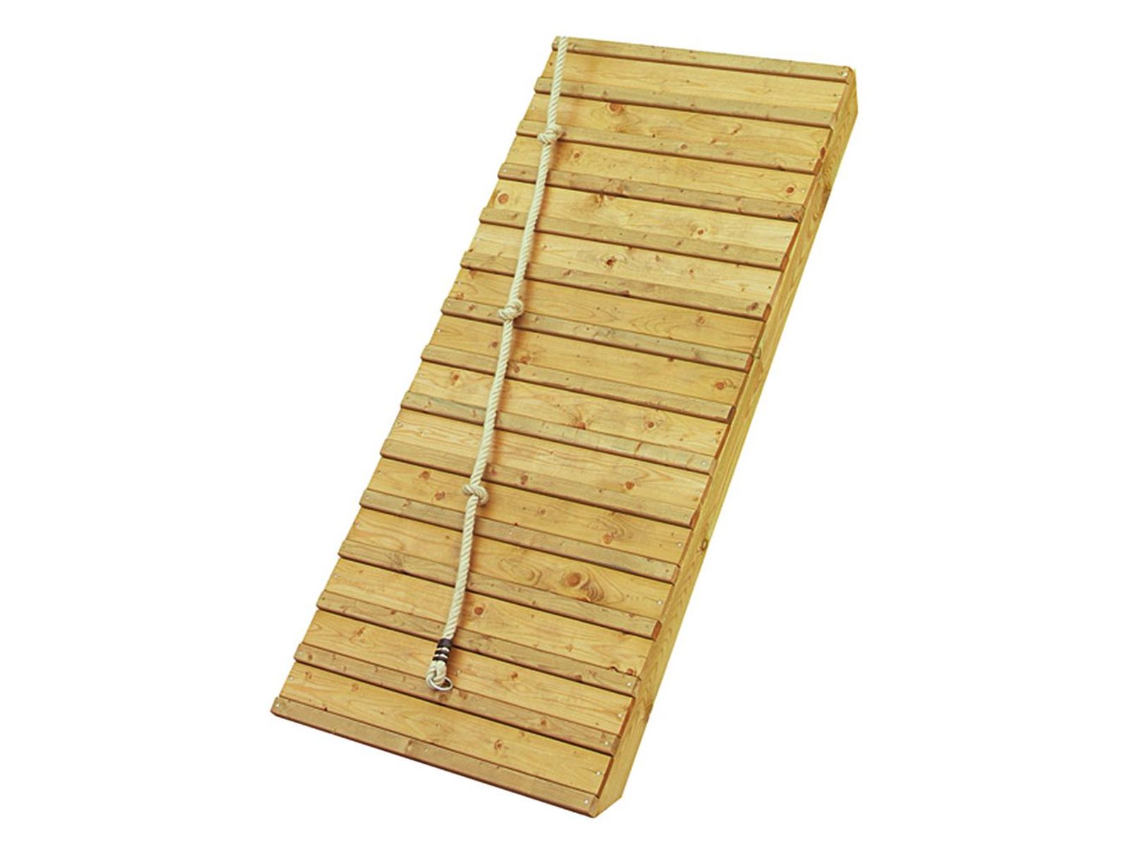 Karibu Stelzenhaus Benjamin naturbelassen + Rutsche blau + Holzrampe