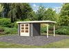 Karibu Gartenhaus Askola 3,5 mit Anbaudach 2,40 Meter terragrau