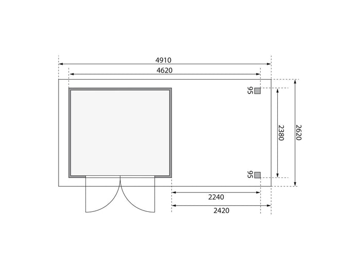 Karibu Gartenhaus Askola 3,5 mit Anbaudach 2,4 m, Rückwand, terragrau