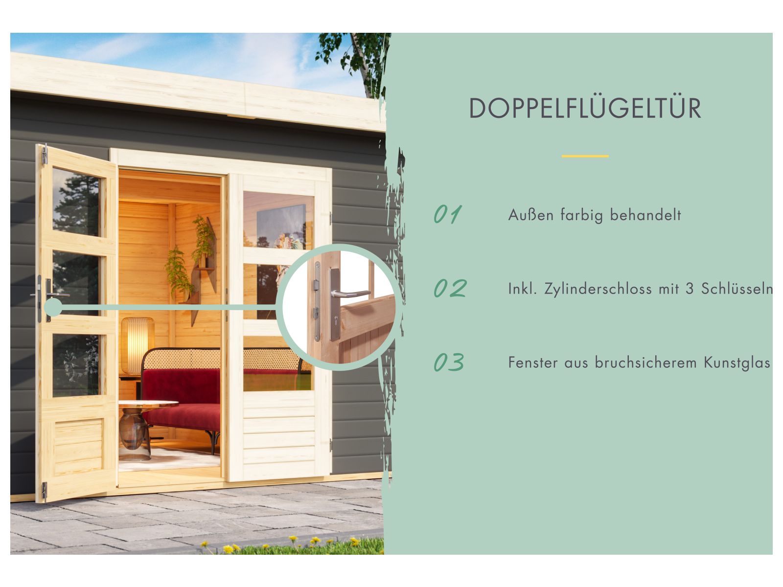 Karibu Gartenhaus Northeim 4 terragrau 38 mm