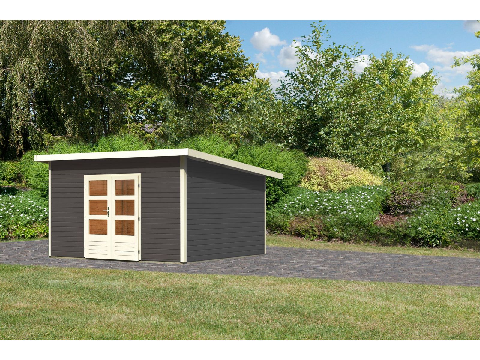 Karibu Gartenhaus Northeim 5 terragrau 38 mm