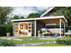 Karibu Gartenhaus Northeim 5 terragrau mit Anbaudach 3 m