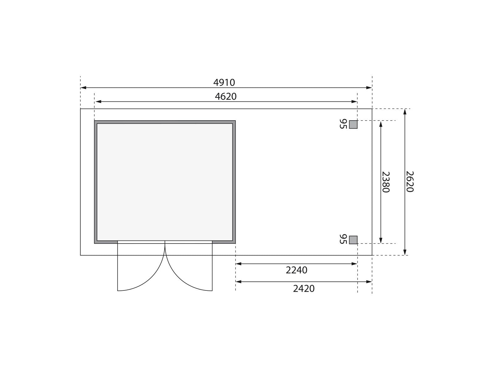 Karibu Gartenhaus Askola 3,5 mit Anbaudach 2,4 m mit Lamellenwänden