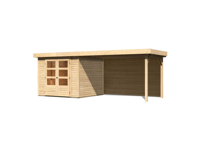 Karibu Gartenhaus Askola 3,5 mit Anbaudach 2,8 m, Rückwand